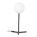 GloboStar® ELFIS 01100 Μοντέρνο Επιτραπέζιο Φωτιστικό Πορτατίφ Μονόφωτο 1 x E27 Λευκή Γυάλινη Μπάλα με Μεταλλικό Μαύρο Σώμα Φ15 x Υ41cm