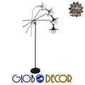 GloboStar® WYNGE 01101 Vintage Industrial Φωτιστικό Δαπέδου Μονόφωτο Μαύρο Μεταλλικό με Χρυσό Ντουί Φ26 x Υ174cm