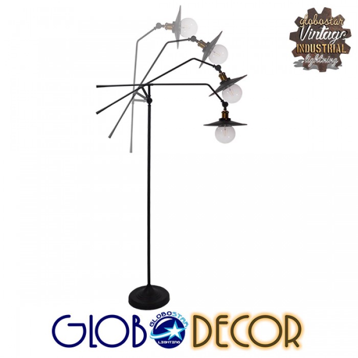 GloboStar® WYNGE 01101 Vintage Industrial Φωτιστικό Δαπέδου Μονόφωτο Μαύρο Μεταλλικό με Χρυσό Ντουί Φ26 x Υ174cm GloboStar® WYNGE 01101 Vintage Industrial Φωτιστικό Δαπέδου Μονόφωτο Μαύρο Μεταλλικό με Χρυσό Ντουί Φ26 x Υ174cm
