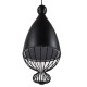 GloboStar® CARNEL 01106 Vintage Κρεμαστό Φωτιστικό Οροφής Μονόφωτο Μαύρο Μεταλλικό Πλέγμα Φ26 x Y70cm