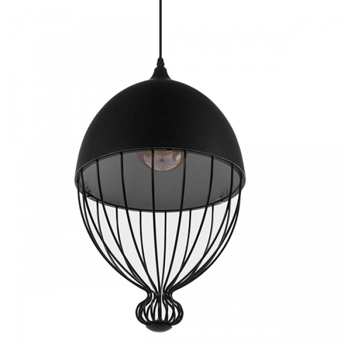 GloboStar® CANARIO 01107 Vintage Κρεμαστό Φωτιστικό Οροφής Μονόφωτο Μαύρο Μεταλλικό Πλέγμα Φ28 x Y47cm GloboStar® CANARIO 01107 Vintage Κρεμαστό Φωτιστικό Οροφής Μονόφωτο Μαύρο Μεταλλικό Πλέγμα Φ28 x Y47cm