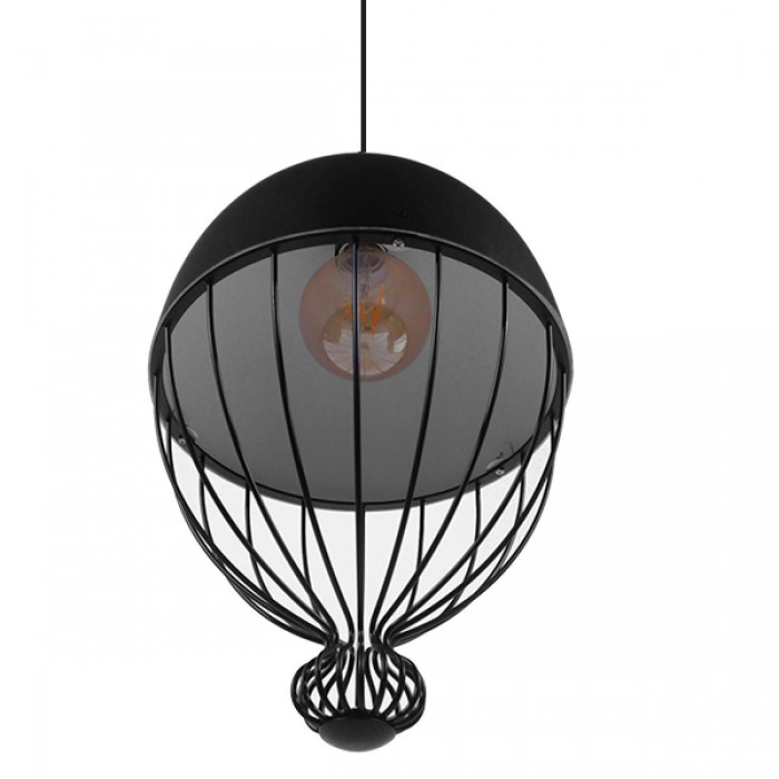 GloboStar® CANARIO 01107 Vintage Κρεμαστό Φωτιστικό Οροφής Μονόφωτο Μαύρο Μεταλλικό Πλέγμα Φ28 x Y47cm GloboStar® CANARIO 01107 Vintage Κρεμαστό Φωτιστικό Οροφής Μονόφωτο Μαύρο Μεταλλικό Πλέγμα Φ28 x Y47cm