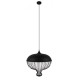 GloboStar® SOBRINO 01108  Vintage Κρεμαστό Φωτιστικό Οροφής Μονόφωτο Μαύρο Μεταλλικό Πλέγμα Φ46 x Y50cm