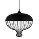 GloboStar® SOBRINO 01108  Vintage Κρεμαστό Φωτιστικό Οροφής Μονόφωτο Μαύρο Μεταλλικό Πλέγμα Φ46 x Y50cm