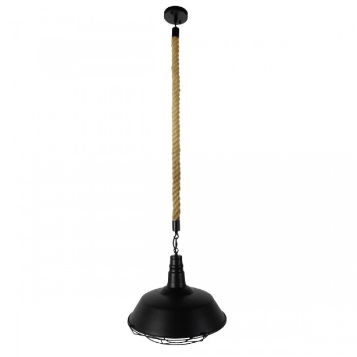 GloboStar® CRANE 01109 Vintage Industrial Κρεμαστό Φωτιστικό Οροφής Μονόφωτο 1 x E27 Μαύρο Μεταλλικό Καμπάνα Πλέγμα με Μπεζ Σχοινί Φ36 x Y25cm GloboStar® CRANE 01109 Vintage Industrial Κρεμαστό Φωτιστικό Οροφής Μονόφωτο 1 x E27 Μαύρο Μεταλλικό Καμπάνα Πλέγμα με Μπεζ Σχοινί Φ36 x Y25cm