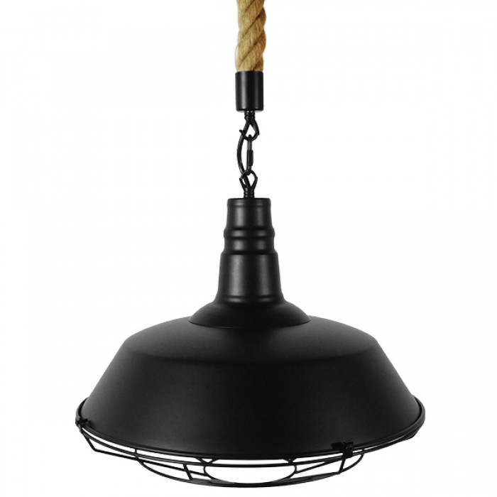 GloboStar® CRANE 01109 Vintage Industrial Κρεμαστό Φωτιστικό Οροφής Μονόφωτο 1 x E27 Μαύρο Μεταλλικό Καμπάνα Πλέγμα με Μπεζ Σχοινί Φ36 x Y25cm GloboStar® CRANE 01109 Vintage Industrial Κρεμαστό Φωτιστικό Οροφής Μονόφωτο 1 x E27 Μαύρο Μεταλλικό Καμπάνα Πλέγμα με Μπεζ Σχοινί Φ36 x Y25cm