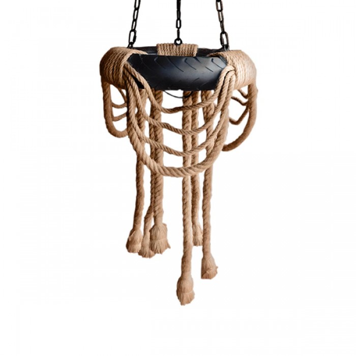 GloboStar® RUNNER 01115 Vintage Industrial Κρεμαστό Φωτιστικό Οροφής Πολύφωτο 6 x E27 Μαύρο με Μπεζ Σχοινί Φ45 x Y60cm GloboStar® RUNNER 01115 Vintage Industrial Κρεμαστό Φωτιστικό Οροφής Πολύφωτο 6 x E27 Μαύρο με Μπεζ Σχοινί Φ45 x Y60cm
