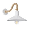 GloboStar® VINSA 01130 Vintage Φωτιστικό Τοίχου Απλίκα Μονόφωτο 1 x E27 Λευκό Μεταλλικό Καμπάνα με Μπεζ Σχοινί Μ37.5 x Π26.7 x Υ25cm