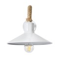 GloboStar® VINSA 01130 Vintage Φωτιστικό Τοίχου Απλίκα Μονόφωτο 1 x E27 Λευκό Μεταλλικό Καμπάνα με Μπεζ Σχοινί Μ37.5 x Π26.7 x Υ25cm