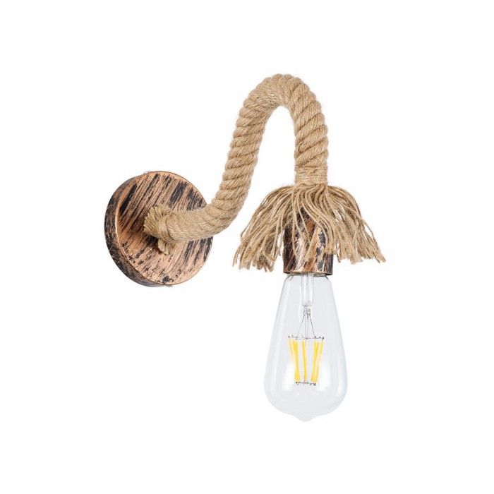 GloboStar® FLEDI 01134 Vintage Φωτιστικό Τοίχου Απλίκα Μονόφωτο Μπρούτζινο Σκουριά Μεταλλικό με Μπεζ Σχοινί Μ10 x Π25 x Υ15cm GloboStar® FLEDI 01134 Vintage Φωτιστικό Τοίχου Απλίκα Μονόφωτο Μπρούτζινο Σκουριά Μεταλλικό με Μπεζ Σχοινί Μ10 x Π25 x Υ15cm