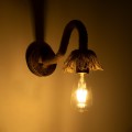 GloboStar® FLEDI 01134 Vintage Φωτιστικό Τοίχου Απλίκα Μονόφωτο Μπρούτζινο Σκουριά Μεταλλικό με Μπεζ Σχοινί Μ10 x Π25 x Υ15cm