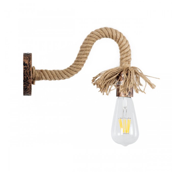 GloboStar® FLEDI 01134 Vintage Φωτιστικό Τοίχου Απλίκα Μονόφωτο Μπρούτζινο Σκουριά Μεταλλικό με Μπεζ Σχοινί Μ10 x Π25 x Υ15cm GloboStar® FLEDI 01134 Vintage Φωτιστικό Τοίχου Απλίκα Μονόφωτο Μπρούτζινο Σκουριά Μεταλλικό με Μπεζ Σχοινί Μ10 x Π25 x Υ15cm