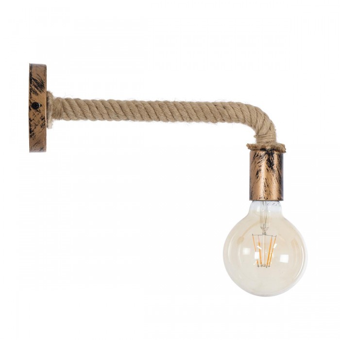GloboStar® CENADEL 01135 Vintage Φωτιστικό Τοίχου Απλίκα Μονόφωτο 1 x E27 Μπρούτζινο Σκουριά Μεταλλικό με Μπεζ Σχοινί Μ29 x Π10 x Υ15cm GloboStar® CENADEL 01135 Vintage Φωτιστικό Τοίχου Απλίκα Μονόφωτο 1 x E27 Μπρούτζινο Σκουριά Μεταλλικό με Μπεζ Σχοινί Μ29 x Π10 x Υ15cm