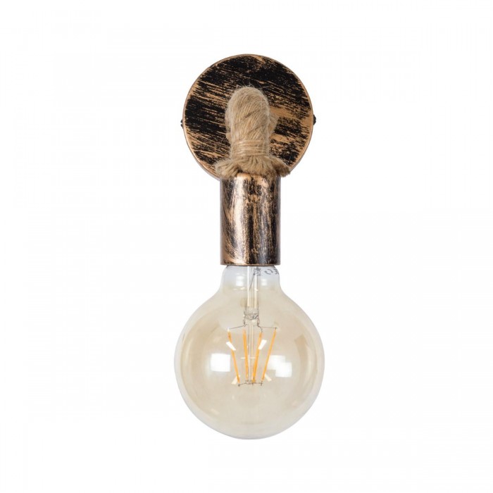 GloboStar® CENADEL 01135 Vintage Φωτιστικό Τοίχου Απλίκα Μονόφωτο 1 x E27 Μπρούτζινο Σκουριά Μεταλλικό με Μπεζ Σχοινί Μ29 x Π10 x Υ15cm GloboStar® CENADEL 01135 Vintage Φωτιστικό Τοίχου Απλίκα Μονόφωτο 1 x E27 Μπρούτζινο Σκουριά Μεταλλικό με Μπεζ Σχοινί Μ29 x Π10 x Υ15cm