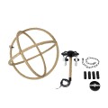 GloboStar® VITRUVIAN 01141 Vintage Κρεμαστό Φωτιστικό Οροφής Πολύφωτο 4 x E14 Μαύρο Μεταλλικό Πολυέλαιος με Μπεζ Σχοινί Φ53 x Y53cm