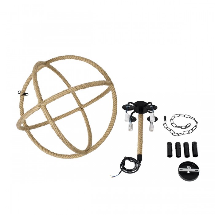 GloboStar® VITRUVIAN 01141 Vintage Κρεμαστό Φωτιστικό Οροφής Πολύφωτο 4 x E14 Μαύρο Μεταλλικό Πολυέλαιος με Μπεζ Σχοινί Φ53 x Y53cm GloboStar® VITRUVIAN 01141 Vintage Κρεμαστό Φωτιστικό Οροφής Πολύφωτο 4 x E14 Μαύρο Μεταλλικό Πολυέλαιος με Μπεζ Σχοινί Φ53 x Y53cm