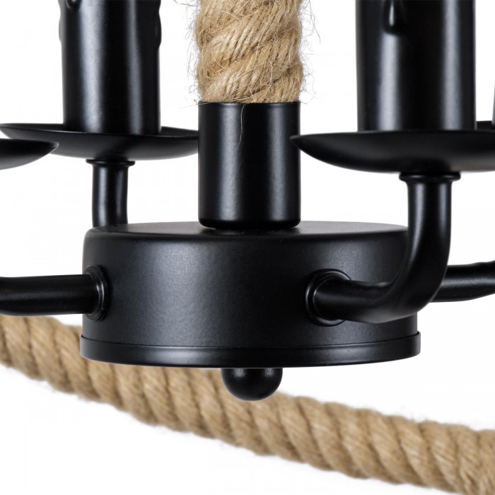 GloboStar® VITRUVIAN 01141 Vintage Κρεμαστό Φωτιστικό Οροφής Πολύφωτο 4 x E14 Μαύρο Μεταλλικό Πολυέλαιος με Μπεζ Σχοινί Φ53 x Y53cm GloboStar® VITRUVIAN 01141 Vintage Κρεμαστό Φωτιστικό Οροφής Πολύφωτο 4 x E14 Μαύρο Μεταλλικό Πολυέλαιος με Μπεζ Σχοινί Φ53 x Y53cm