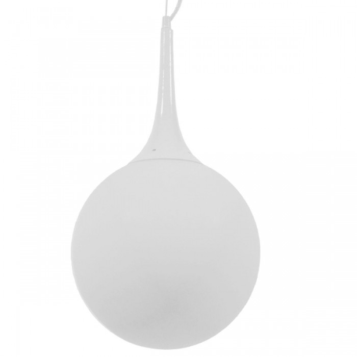 GloboStar® SPHERE 01143 Μοντέρνο Κρεμαστό Φωτιστικό Οροφής Μονόφωτο 1 x E27 Λευκό Γυάλινο Φ25 x Y46.5cm