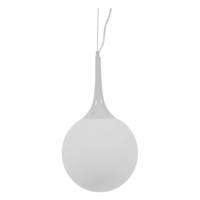 GloboStar® SPHERE 01143 Μοντέρνο Κρεμαστό Φωτιστικό Οροφής Μονόφωτο 1 x E27 Λευκό Γυάλινο Φ25 x Y46.5cm