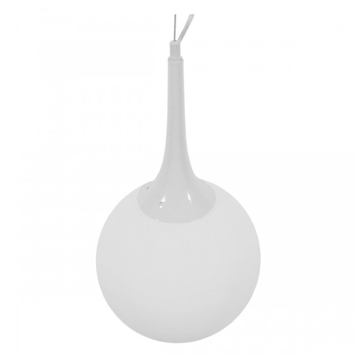 GloboStar® SPHERE 01143 Μοντέρνο Κρεμαστό Φωτιστικό Οροφής Μονόφωτο 1 x E27 Λευκό Γυάλινο Φ25 x Y46.5cm