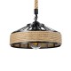 GloboStar® POLI 01146 Vintage Κρεμαστό Φωτιστικό Οροφής Μονόφωτο 1 x E27 Μαύρο Μεταλλικό με Μπεζ Σχοινί Φ31 x Y14cm
