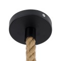 GloboStar® POLI 01146 Vintage Κρεμαστό Φωτιστικό Οροφής Μονόφωτο 1 x E27 Μαύρο Μεταλλικό με Μπεζ Σχοινί Φ31 x Y14cm