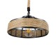 GloboStar® POLI 01146 Vintage Κρεμαστό Φωτιστικό Οροφής Μονόφωτο 1 x E27 Μαύρο Μεταλλικό με Μπεζ Σχοινί Φ31 x Y14cm