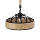 GloboStar® POLI 01146 Vintage Κρεμαστό Φωτιστικό Οροφής Μονόφωτο 1 x E27 Μαύρο Μεταλλικό με Μπεζ Σχοινί Φ31 x Y14cm
