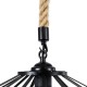 GloboStar® POLI 01146 Vintage Κρεμαστό Φωτιστικό Οροφής Μονόφωτο 1 x E27 Μαύρο Μεταλλικό με Μπεζ Σχοινί Φ31 x Y14cm