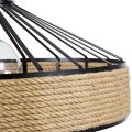 GloboStar® POLI 01147 Vintage Κρεμαστό Φωτιστικό Οροφής Μονόφωτο 1 x E27 Μαύρο Μεταλλικό με Μπεζ Σχοινί Φ50 x Y21cm