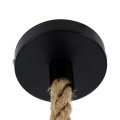 GloboStar® POLI 01147 Vintage Κρεμαστό Φωτιστικό Οροφής Μονόφωτο 1 x E27 Μαύρο Μεταλλικό με Μπεζ Σχοινί Φ50 x Y21cm