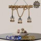 GloboStar® LILO 01149 Vintage Κρεμαστό Φωτιστικό Οροφής Τρίφωτο 3 x E27 Καφέ Ξύλινο Μπαμπού με Μπεζ Σχοινί Μ80 x Π15 x Υ100cm