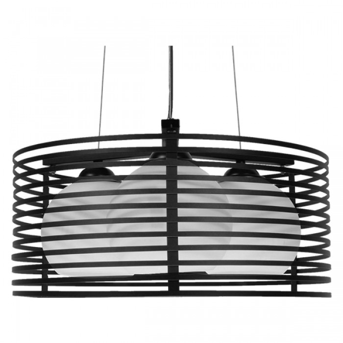 GloboStar® KEVIA 01150 Μοντέρνο Κρεμαστό Φωτιστικό Οροφής Τρίφωτο Μαύρο Μεταλλικό Πλέγμα με Καμπάνα απο Λευκό Γυαλί Φ40 x Y17.5cm GloboStar® KEVIA 01150 Μοντέρνο Κρεμαστό Φωτιστικό Οροφής Τρίφωτο Μαύρο Μεταλλικό Πλέγμα με Καμπάνα απο Λευκό Γυαλί Φ40 x Y17.5cm