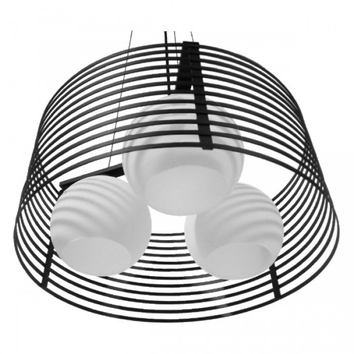 GloboStar® KEVIA 01150 Μοντέρνο Κρεμαστό Φωτιστικό Οροφής Τρίφωτο Μαύρο Μεταλλικό Πλέγμα με Καμπάνα απο Λευκό Γυαλί Φ40 x Y17.5cm GloboStar® KEVIA 01150 Μοντέρνο Κρεμαστό Φωτιστικό Οροφής Τρίφωτο Μαύρο Μεταλλικό Πλέγμα με Καμπάνα απο Λευκό Γυαλί Φ40 x Y17.5cm