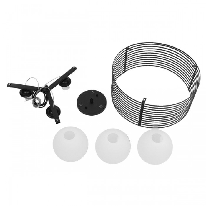 GloboStar® KEVIA 01150 Μοντέρνο Κρεμαστό Φωτιστικό Οροφής Τρίφωτο Μαύρο Μεταλλικό Πλέγμα με Καμπάνα απο Λευκό Γυαλί Φ40 x Y17.5cm GloboStar® KEVIA 01150 Μοντέρνο Κρεμαστό Φωτιστικό Οροφής Τρίφωτο Μαύρο Μεταλλικό Πλέγμα με Καμπάνα απο Λευκό Γυαλί Φ40 x Y17.5cm