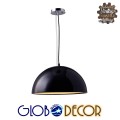 GloboStar® SERENIA BLACK 01151 Μοντέρνο Κρεμαστό Φωτιστικό Οροφής Μονόφωτο Μαύρο Γύψινο Καμπάνα Φ40 x Y19cm