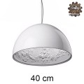 GloboStar® SERENIA WHITE 01152 Μοντέρνο Κρεμαστό Φωτιστικό Οροφής Μονόφωτο Λευκό Γύψινο Καμπάνα Φ40 x 19cm