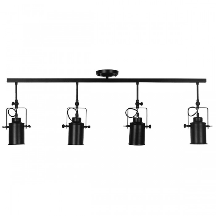 GloboStar® HOLLYWOOD 01156 Vintage Φωτιστικό Οροφής Πολύφωτο Μαύρο Μεταλλικό Ράγα Μ13 x Π110 x Υ38cm