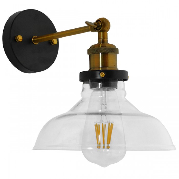 GloboStar® LIVID 01159 Vintage Φωτιστικό Τοίχου Απλίκα Μονόφωτο Μπρούτζινο Μεταλλικό με Γυάλινη Καμπάνα Φ20 x Μ20 x Π15 x Υ25cm GloboStar® LIVID 01159 Vintage Φωτιστικό Τοίχου Απλίκα Μονόφωτο Μπρούτζινο Μεταλλικό με Γυάλινη Καμπάνα Φ20 x Μ20 x Π15 x Υ25cm