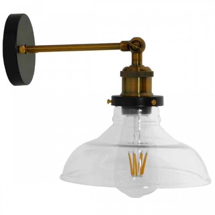 GloboStar® LIVID 01159 Vintage Φωτιστικό Τοίχου Απλίκα Μονόφωτο Μπρούτζινο Μεταλλικό με Γυάλινη Καμπάνα Φ20 x Μ20 x Π15 x Υ25cm GloboStar® LIVID 01159 Vintage Φωτιστικό Τοίχου Απλίκα Μονόφωτο Μπρούτζινο Μεταλλικό με Γυάλινη Καμπάνα Φ20 x Μ20 x Π15 x Υ25cm
