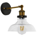 GloboStar® LIVID 01159 Vintage Φωτιστικό Τοίχου Απλίκα Μονόφωτο Μπρούτζινο Μεταλλικό με Γυάλινη Καμπάνα Φ20 x Μ20 x Π15 x Υ25cm