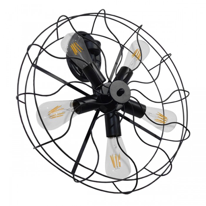 GloboStar® FAN 01163 Vintage Industrial Φωτιστικό Τοίχου Απλίκα Πολύφωτο Μαύρο Μεταλλικό Πλέγμα Φ46 x Μ22 x Π46 x Υ46cm GloboStar® FAN 01163 Vintage Industrial Φωτιστικό Τοίχου Απλίκα Πολύφωτο Μαύρο Μεταλλικό Πλέγμα Φ46 x Μ22 x Π46 x Υ46cm