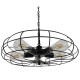 GloboStar® HELIX 01164 Vintage Industrial Κρεμαστό Φωτιστικό Οροφής Πολύφωτο Μαύρο Μεταλλικό Πλέγμα Φ46 x Y13cm
