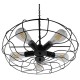 GloboStar® HELIX 01164 Vintage Industrial Κρεμαστό Φωτιστικό Οροφής Πολύφωτο Μαύρο Μεταλλικό Πλέγμα Φ46 x Y13cm