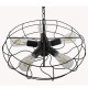 GloboStar® HELIX 01164 Vintage Industrial Κρεμαστό Φωτιστικό Οροφής Πολύφωτο Μαύρο Μεταλλικό Πλέγμα Φ46 x Y13cm