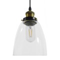 GloboStar® WICKHAM 01168 Vintage Κρεμαστό Φωτιστικό Οροφής Μονόφωτο 1 x E27 Γυάλινο Καμπάνα Φ14 x Y23cm