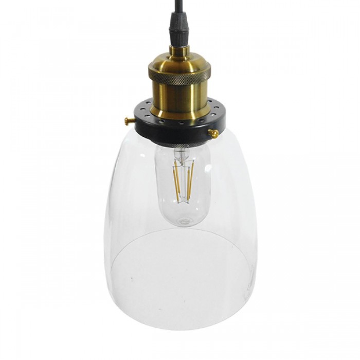 GloboStar® WICKHAM 01168 Vintage Κρεμαστό Φωτιστικό Οροφής Μονόφωτο 1 x E27 Γυάλινο Καμπάνα Φ14 x Y23cm GloboStar® WICKHAM 01168 Vintage Κρεμαστό Φωτιστικό Οροφής Μονόφωτο 1 x E27 Γυάλινο Καμπάνα Φ14 x Y23cm