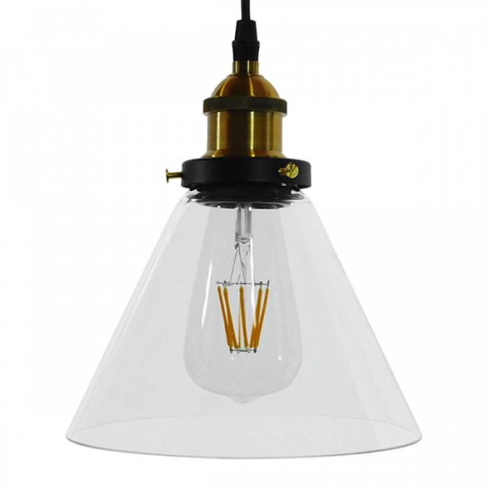 GloboStar® CONE 01169 Vintage Κρεμαστό Φωτιστικό Οροφής Μονόφωτο 1 x E27 Γυάλινο Καμπάνα Φ18 x Y20cm GloboStar® CONE 01169 Vintage Κρεμαστό Φωτιστικό Οροφής Μονόφωτο 1 x E27 Γυάλινο Καμπάνα Φ18 x Y20cm