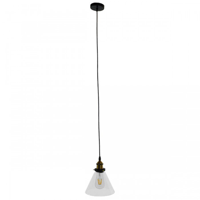 GloboStar® CONE 01169 Vintage Κρεμαστό Φωτιστικό Οροφής Μονόφωτο 1 x E27 Γυάλινο Καμπάνα Φ18 x Y20cm GloboStar® CONE 01169 Vintage Κρεμαστό Φωτιστικό Οροφής Μονόφωτο 1 x E27 Γυάλινο Καμπάνα Φ18 x Y20cm