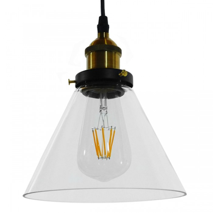 GloboStar® CONE 01169 Vintage Κρεμαστό Φωτιστικό Οροφής Μονόφωτο 1 x E27 Γυάλινο Καμπάνα Φ18 x Y20cm GloboStar® CONE 01169 Vintage Κρεμαστό Φωτιστικό Οροφής Μονόφωτο 1 x E27 Γυάλινο Καμπάνα Φ18 x Y20cm